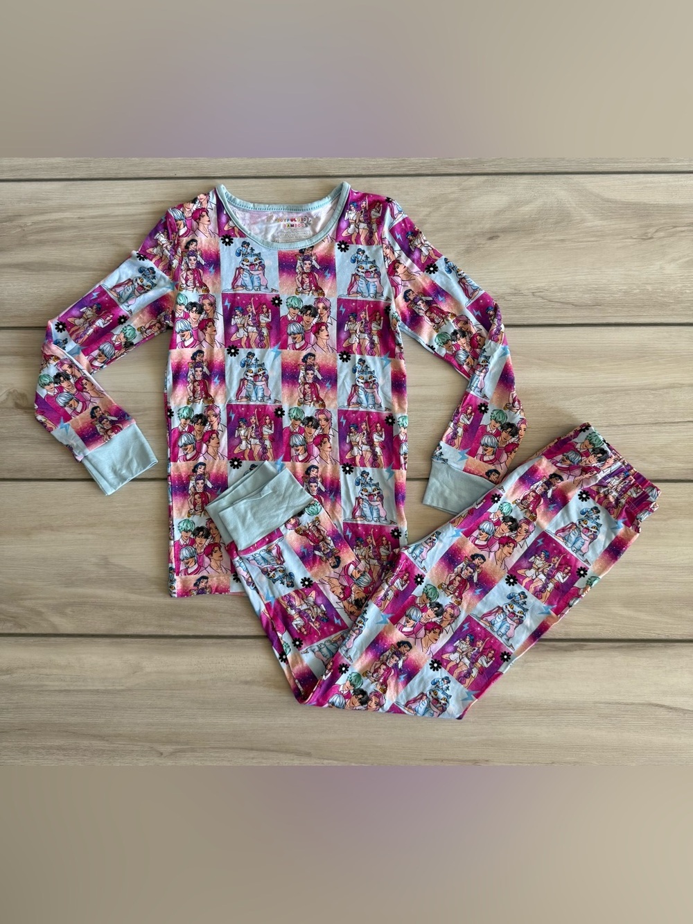 Joyful Kids Bamboo K-Pop Demon Hunters Pajamas Blue Size 7-8T NWOT